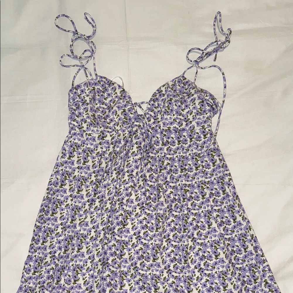 WORN ONCE - Viola Tie Strap Dress in Lavender Floral